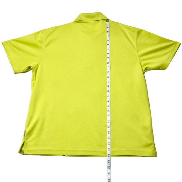 PGA Tour Vibrant Neon Green Golf Polo Size L Shirt Geometric Pattern Excellent - Picture 6 of 7